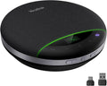 Yealink Bluetooth Speakerphone SP96 with Dongle Support Daisy-Chain 26H Talk Time Teams Certified 65mm Conference Speaker and 6 Microphones Array LCD Screen Smart AI Noise-Canceling
