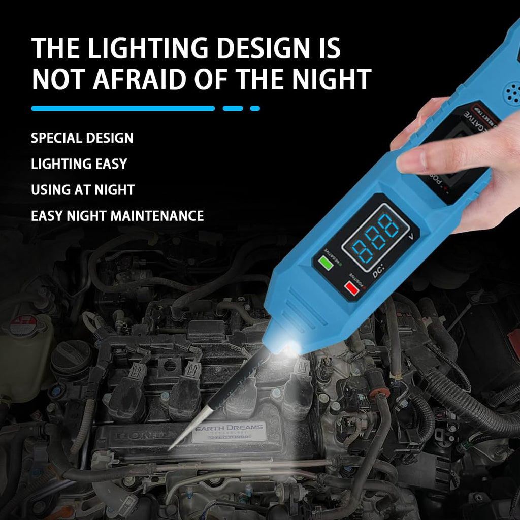Power Circuit Tester, 6-24V DC Test Light Short Circuit, Automotive Component Electrical Polarity Identify Continuity Tester, Overload Protection