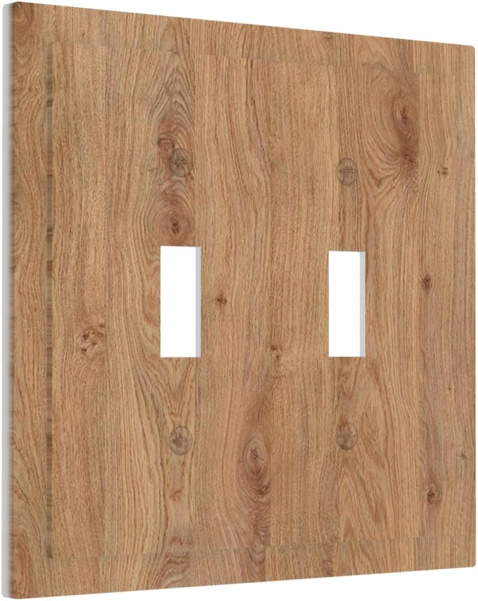 Decorative Switch Plates Vintage Rustic Wood Color Brown Wood Grain 2 Gang Double Toggle Wall Plate Outlet Light Switch Cover Electrical Faceplate for Farmhouse Cabin Decor