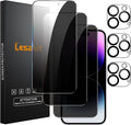 3+3 Pack Privacy Screen Protector for iPhone 14 Pro Max 6.7-Inch with 3 Pack Camera Lens Protector, Anti Spy Tempered Glass Film 9H Hardness Bubble Free Case Friendly