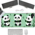 Heated Mouse Pad with 3 Temperature Settings(104°F–122°F),Large 31.5x13 Inch PU Leather Heated Desk Mat,Waterproof Warming Pad for Office,Gaming & Cold Hands Relief,Cute Three Pandas