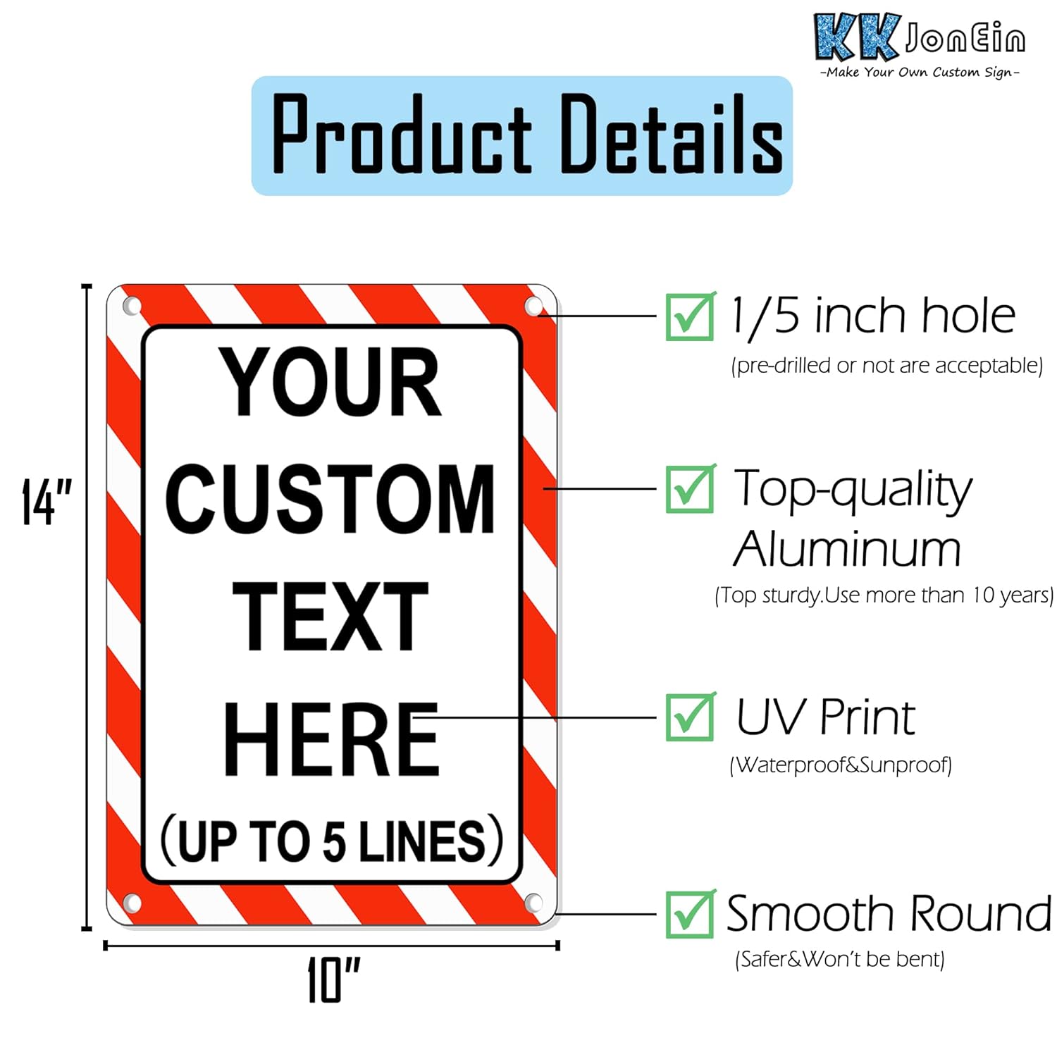 Custom Sign Outdoor Metal Vertical, Personalized Metal Sign for Parking, Gate, Delivery, Garage, Weatherproof Customized Signs for Outside, Make Your Own Signs Custom(14x10 Inches, Border)