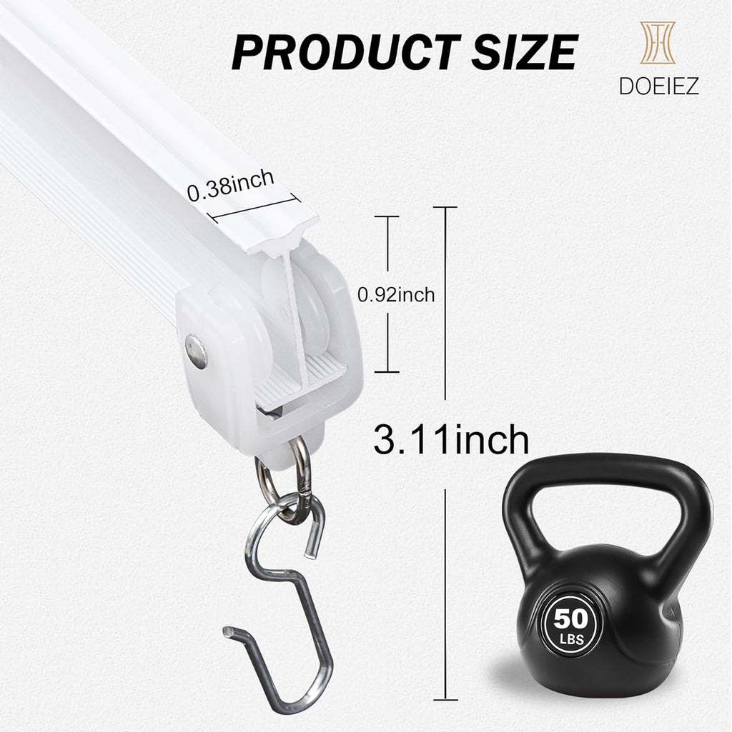Aluminum Ceiling Curtain Track Set with Hooks Ceiling Mount and Wall Mount Room Divider Sliding Curtain Tracks Rods Flexible Heavy Duty Curtain Rail Hook Sets, White,15FT