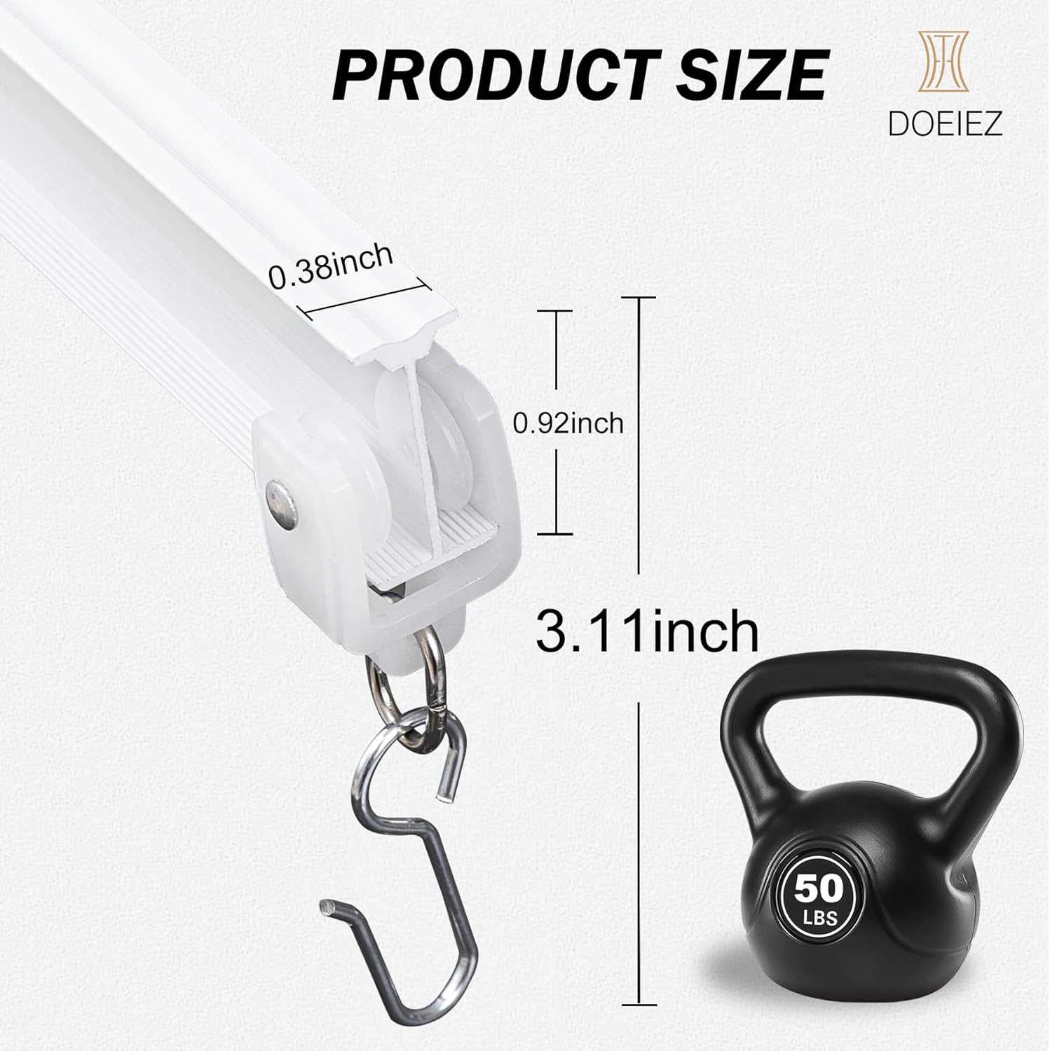 Aluminum Ceiling Curtain Track Set with Hooks Ceiling Mount and Wall Mount Room Divider Sliding Curtain Tracks Rods Flexible Heavy Duty Curtain Rail Hook Sets,White,21FT