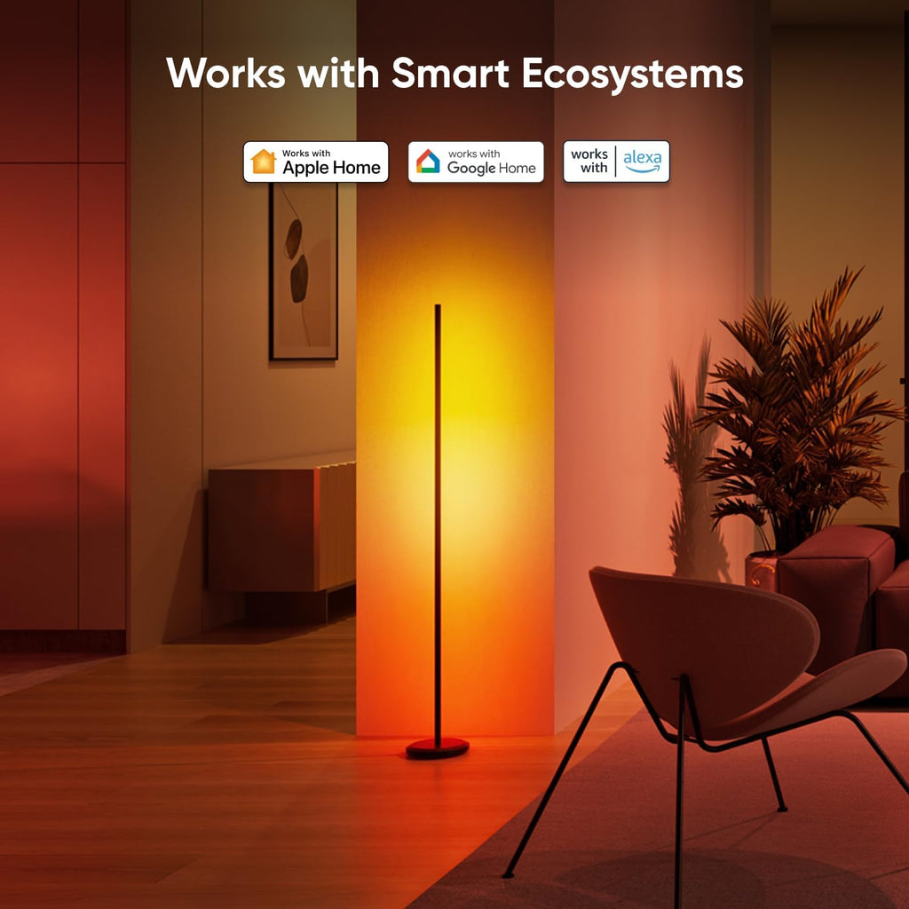 Nanoleaf Matter Smart Floor Lamp, LED Standing Lamps Work with Alexa, Music Sync Corner Lamp,16 Million Colors, 1700lm RGBTW Floor Lamp with Voice Control for Living Room, Ambient Lighting, Black