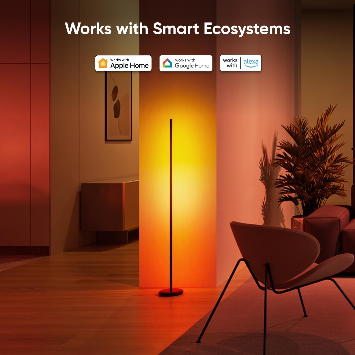 Nanoleaf Matter Smart Floor Lamp, LED Standing Lamps Work with Alexa, Music Sync Corner Lamp,16 Million Colors, 1700lm RGBTW Floor Lamp with Voice Control for Living Room, Ambient Lighting, Black