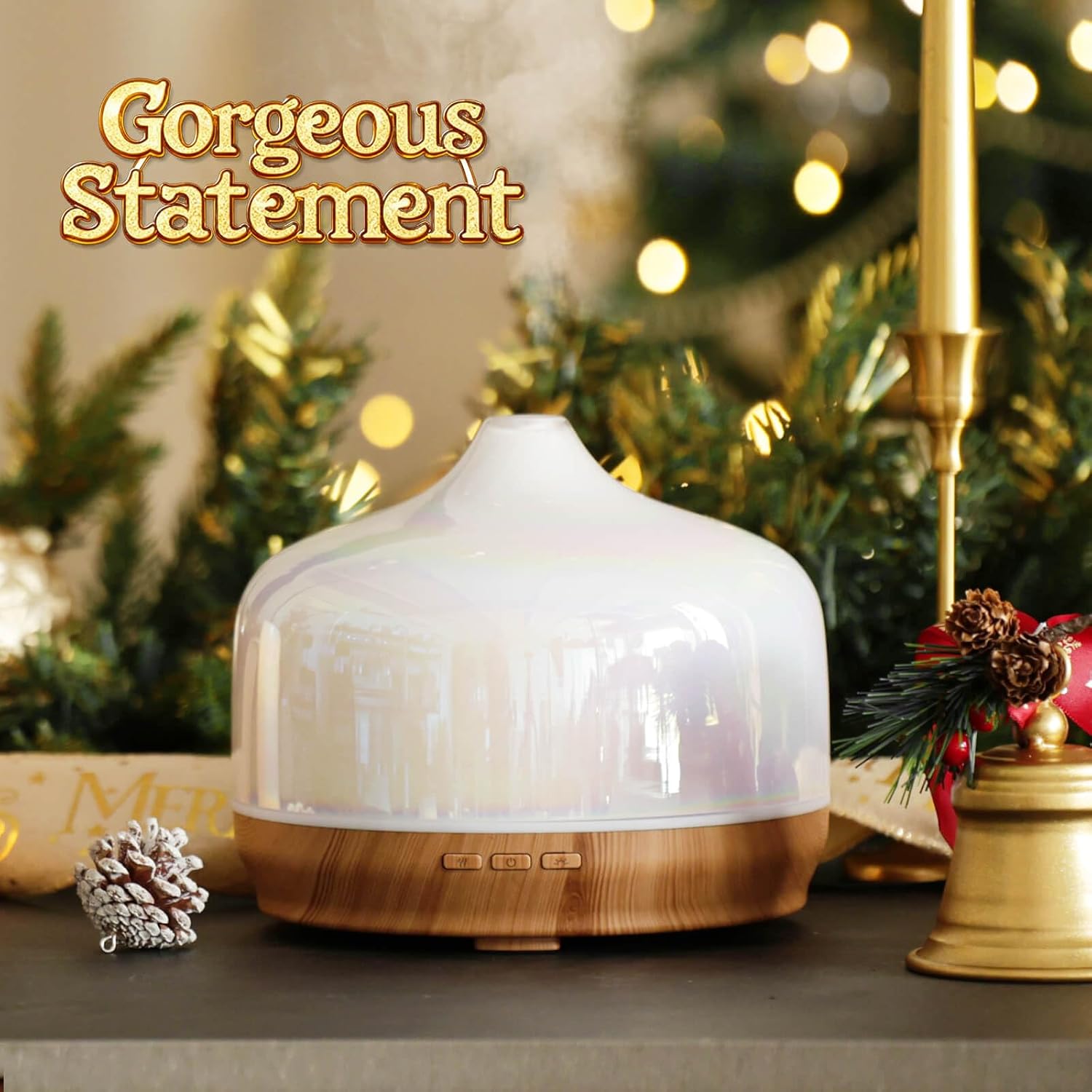 Porseme 500ml Glass Essential Oil Diffuser Aromatherapy Ultrasonic Cool Mist Humidifier 15-21 Running Hours Waterless Auto-Off Air Diffusers for Sleeping Yoga Office Working Spa and Rest (White Jade)