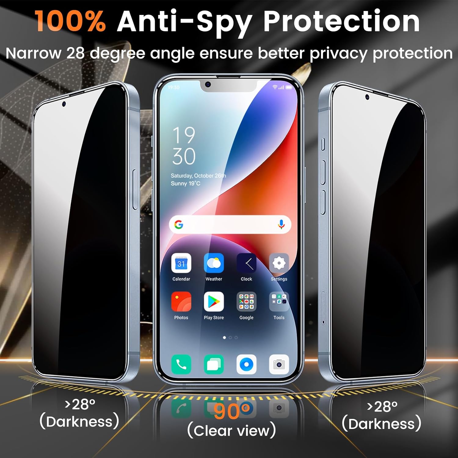3+3 Pack Privacy Screen Protector for iPhone 14 6.1-Inch with 3 Pack Camera Lens Protector, Anti Spy Tempered Glass Film 9H Hardness Bubble Free Case Friendly