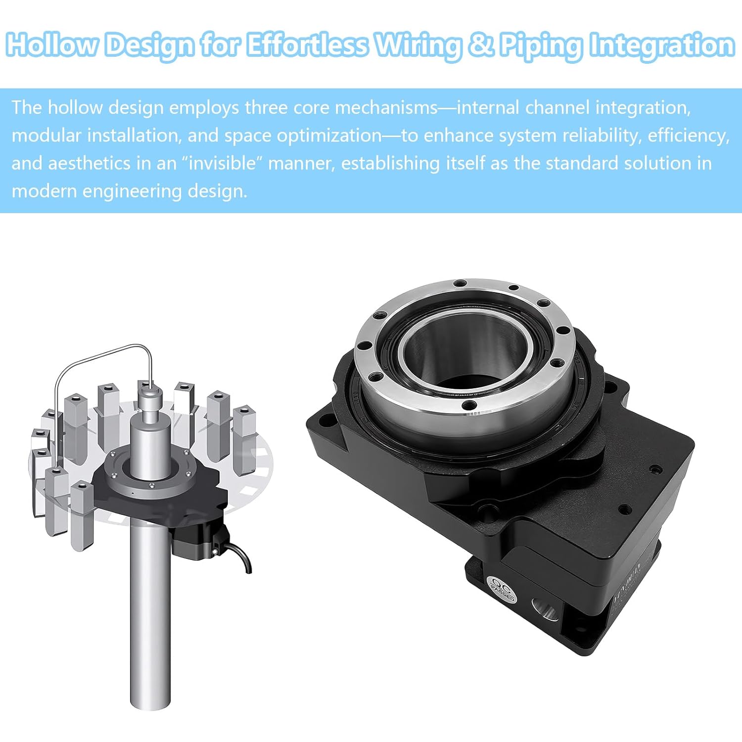 Hollow Rotating Platform Ratio 5:1 High Precision Planetary Gearbox Gear Hollow Rotary Actuator 360 Degree Electric Rotary Table for Nema17 42mm Stepper 40mm Servo Motor CNC Robot Arm