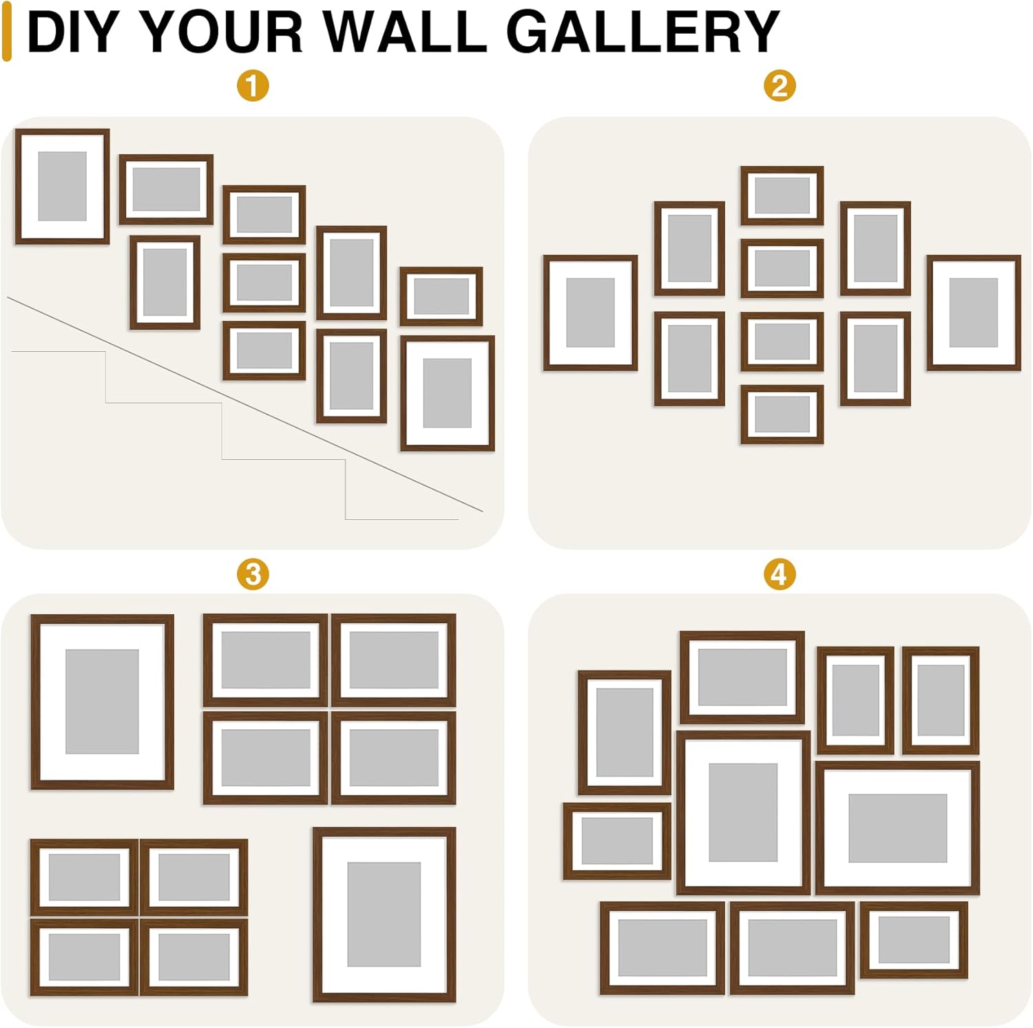 decorUhome Picture Frames Collage Wall Decor for Photo Gallery Display, Assorted Picture Frames set of 10 Including Two 8x10 / Four 5x7 / Four 4x6 for Family Wall Decor, Brown, 10 Pack