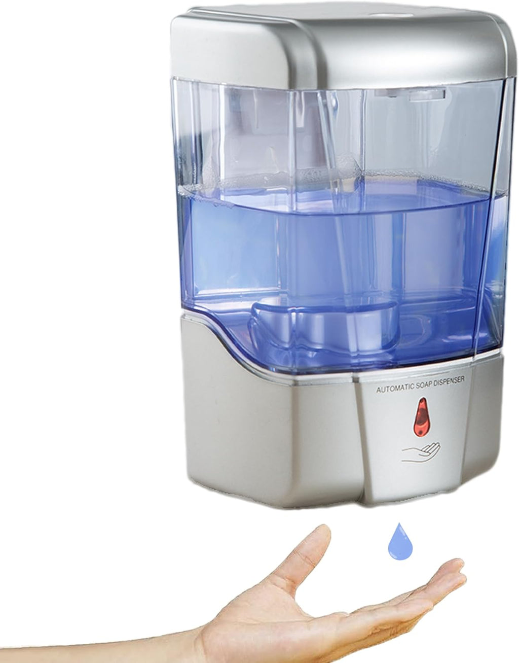 Automatic Sensor Soap Dispenser Wall Mount Silver, Touchless Induction Hand Sanitizer Dispenser for Bathroom with Gel or Liquid, 20 Oz