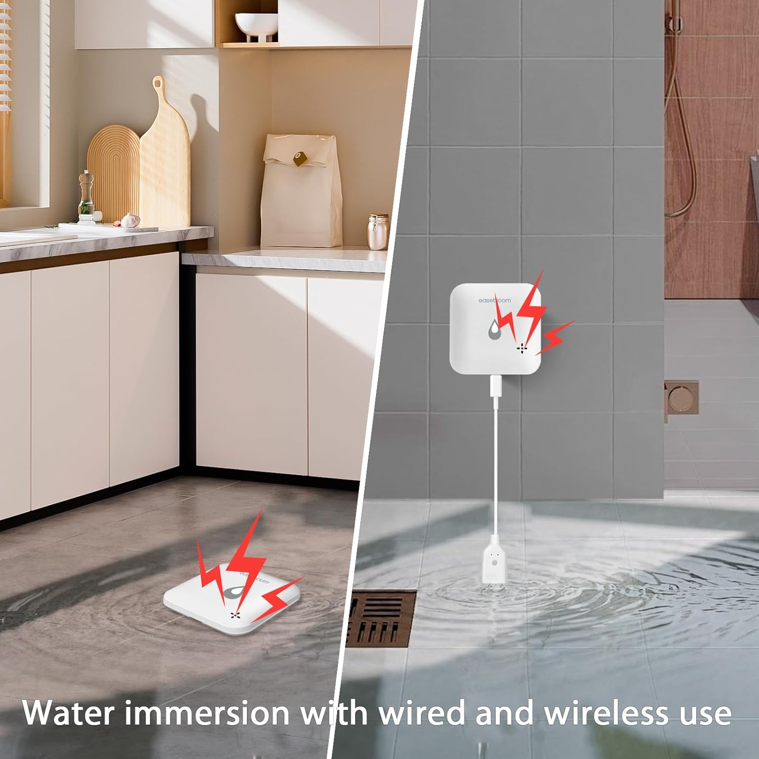 Water Leak & Level Detector 2-in-1 (3 Pack) - 90dB Alarm with Instant App Alerts, IP66 Waterproof, Water Leak Detector for Home with 1m (3.28ft) Sensing Cable(Support 2.4G)