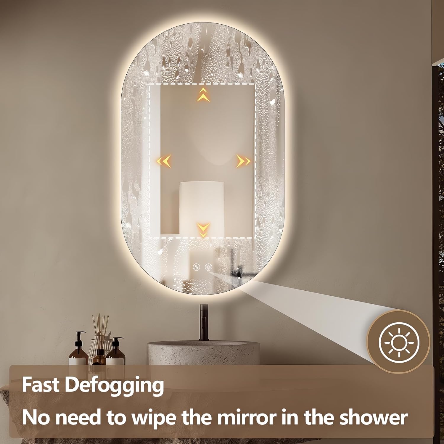 40" x 24" Oval LED Mirror for Bathroom, Backlit Vanity Mirror with Lights, Frameless Smart Wall Mirror, 3 Colors Stepless Dimmable, Anti-Fog, Shatterproof, Memory, CRI95+(Horizontal/Vertical)