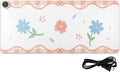 Orange Floral Plaid Heated Desk Pad Mouse Pad 31.5x13 Inch PU Leather Desk Mat with 3 Heat Levels Large Mouse Gaming Computer Laptop Mat