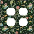 Decorative Outlet Covers Vintage Green Leaf Plant Rustic Pink Flower 2 Gang Wall Plate Cover Double Duplex Receptacle Two Switch Light Switch Cover Plate Jumbo Dual Faceplate