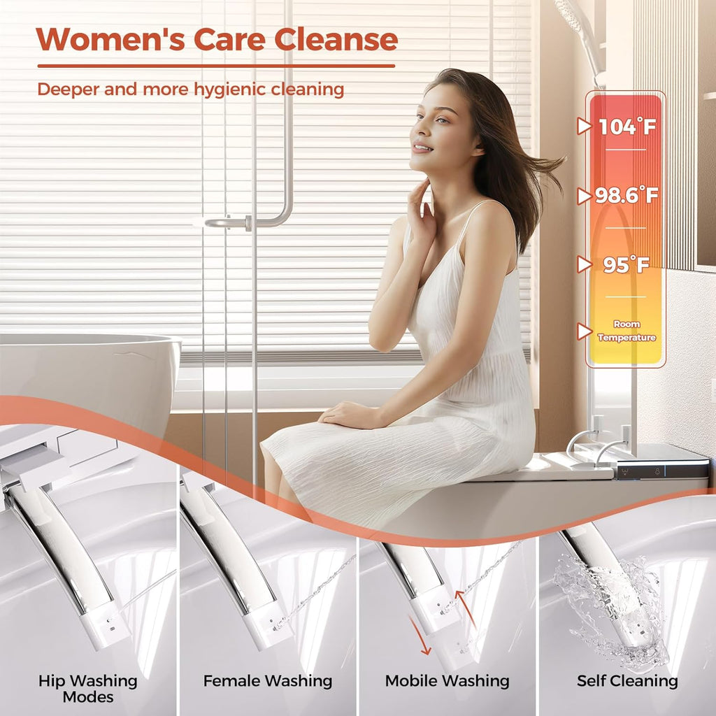 Smart Toilet with Bidet Built in,One Piece Bidet Toilet,Japanese Toilet for Bathroom with Remote Control,Modern Elongated Toilet with heated toilet seat,bidet warm water,Foot Sensor Operation