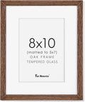 Fun Memories 8x10 Wood Picture Frame, Solid Oak Wood Frame 10x8 for Wall & Tabletop Display, 5x7 Picture Frame with Mat 8x10, 8 x 10 Photo Frame Wood with Tempered Glass, Walnut Color, 1 Pack
