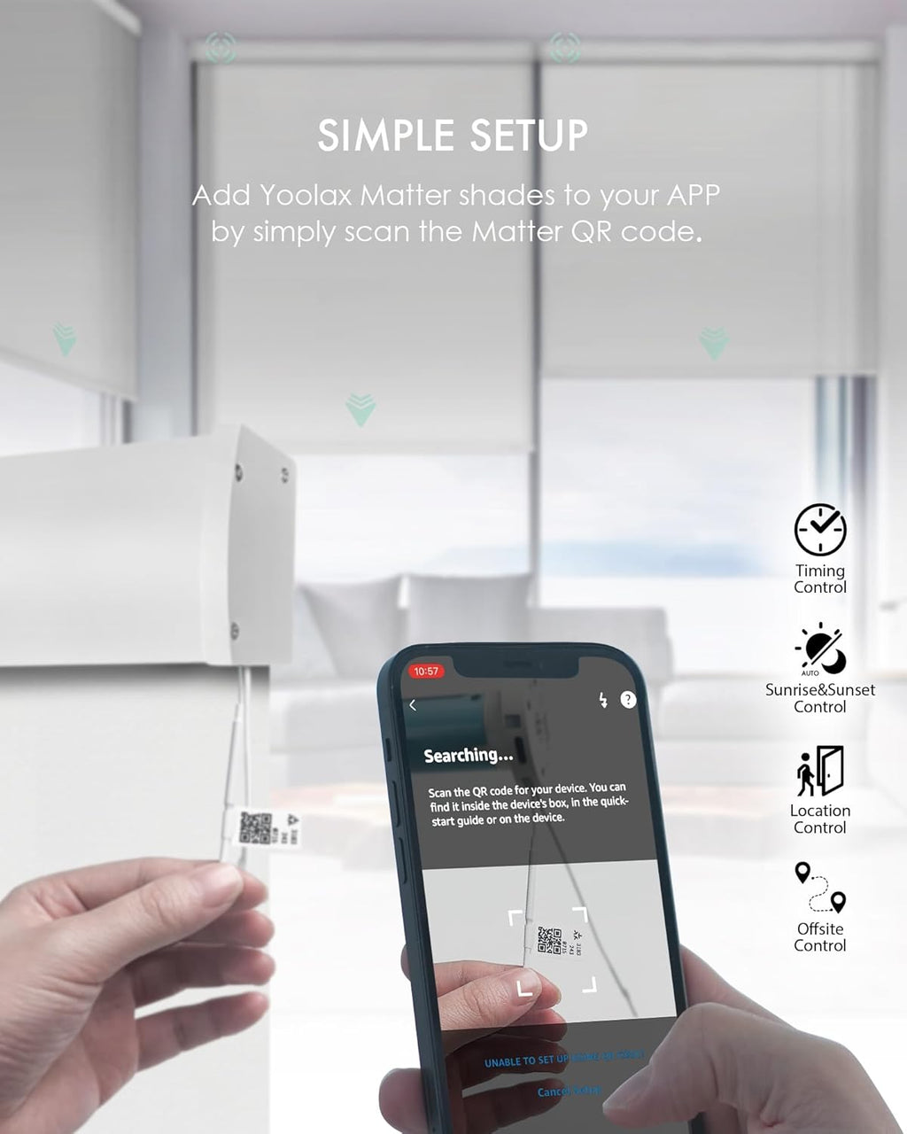 Yoolax Smart Blinds, Motorized Matter Solar Shades Flame Resistat Automatic Blinds for Windows Motorized Shades Compatible with Alexa, Google Home, Homekit(Solar-1% Openness White)