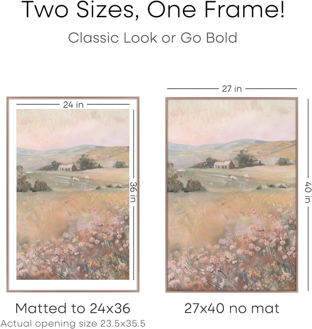 Homeforia 27x40 inch Poster Frame Mocha, High End Metal 27 x 40 Large Movie Picture Frames with Mat 24 by 36 in Photo, 27x40 Thin Frame Matted to 24x36, 40x27 Frame, Tempered Glass, Wall Kit, Set of 1