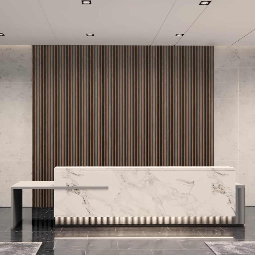 Art3d 8-Pack WPC Wood Slat Wall Panel for Interior Décor, 3D Wood Fluted Acoustic Wall Paneling for Living Room Bedroom Home & Office Accent Decor - 96 x 6 Inch Walnut