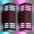 Modern Outdoor Wall Lights, Up and Down Color Changing Porch Lights,Cylinder Lights Outdoor Wall Sconce,Bronze Exterior Lighting Fixture Compatible with Smart Life & Tuya Smart