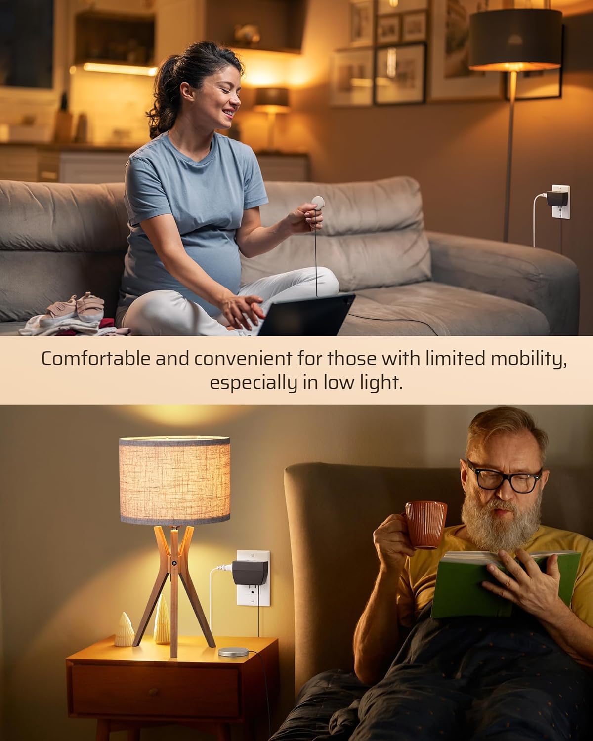 DEWENWILS 2 Pack Touch Dimmer Switch, Plug and Play Lamp Touch Control Pad, Touch Lamp Switch, Full Range Dimmer, Dimmable LED/CFL Lights, Incandescent Bulbs, Extension Cord Dimmer, ETL Listed, Black