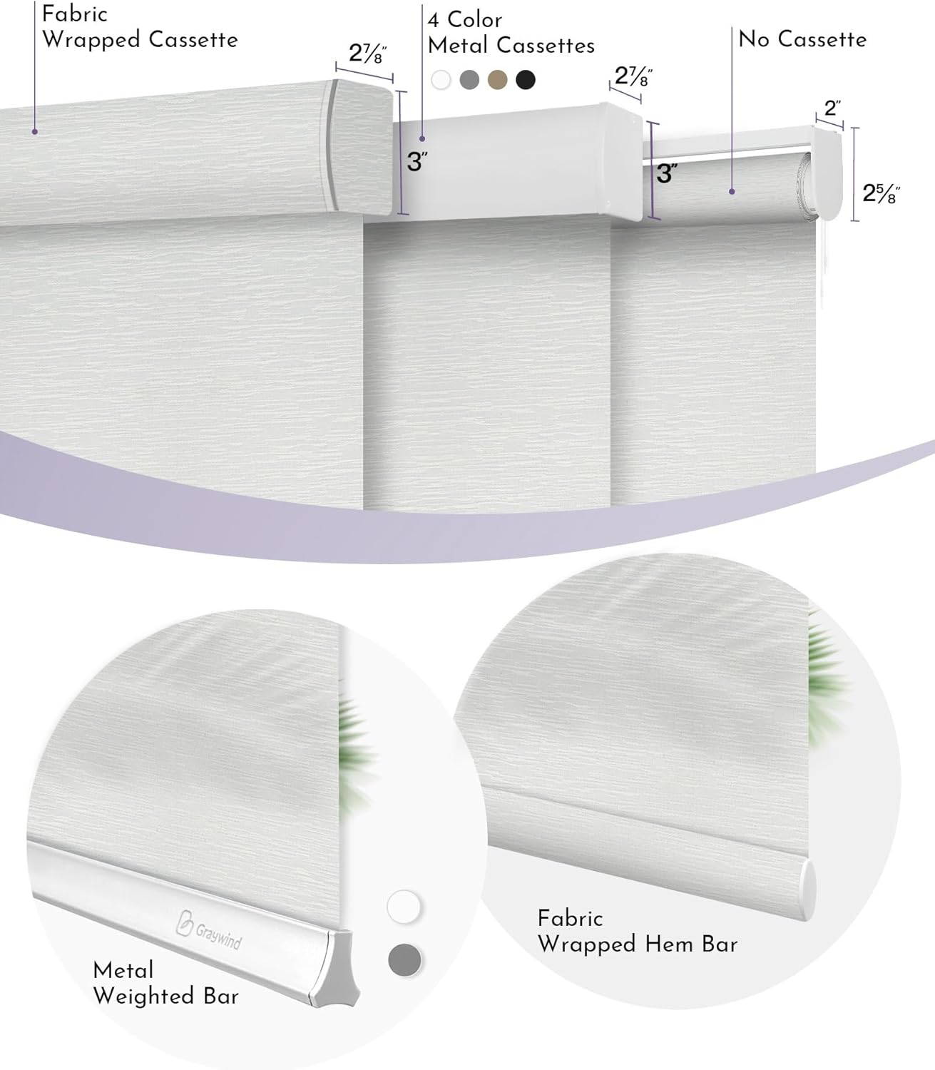 Graywind Motorized Light Filtering Shades Compatible with Alexa Google Hardwired WiFi Smart Half Shading Remote Control Automated Blinds Electric Window Shades, Custom Size (Jacquard White)
