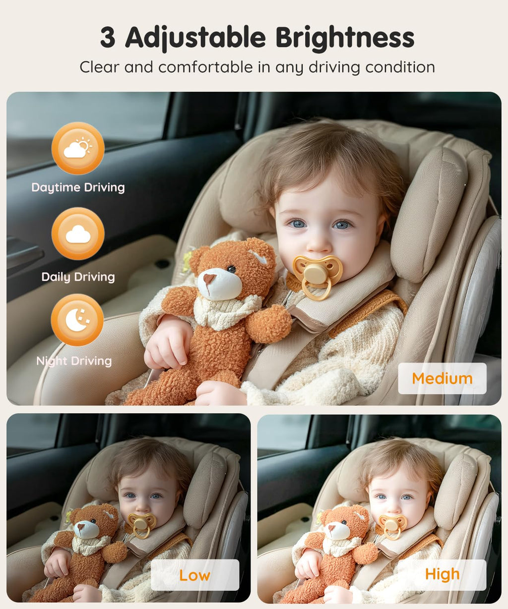 Babyvue BV3PRO 7.2" Dual Car Camera Baby Monitor, 1080P HD Split Screen, IR Night Vision, Double Car Camera for 2 Baby, Easy Setup for Carseat, Perfect for Family Travel, Pet Friendly
