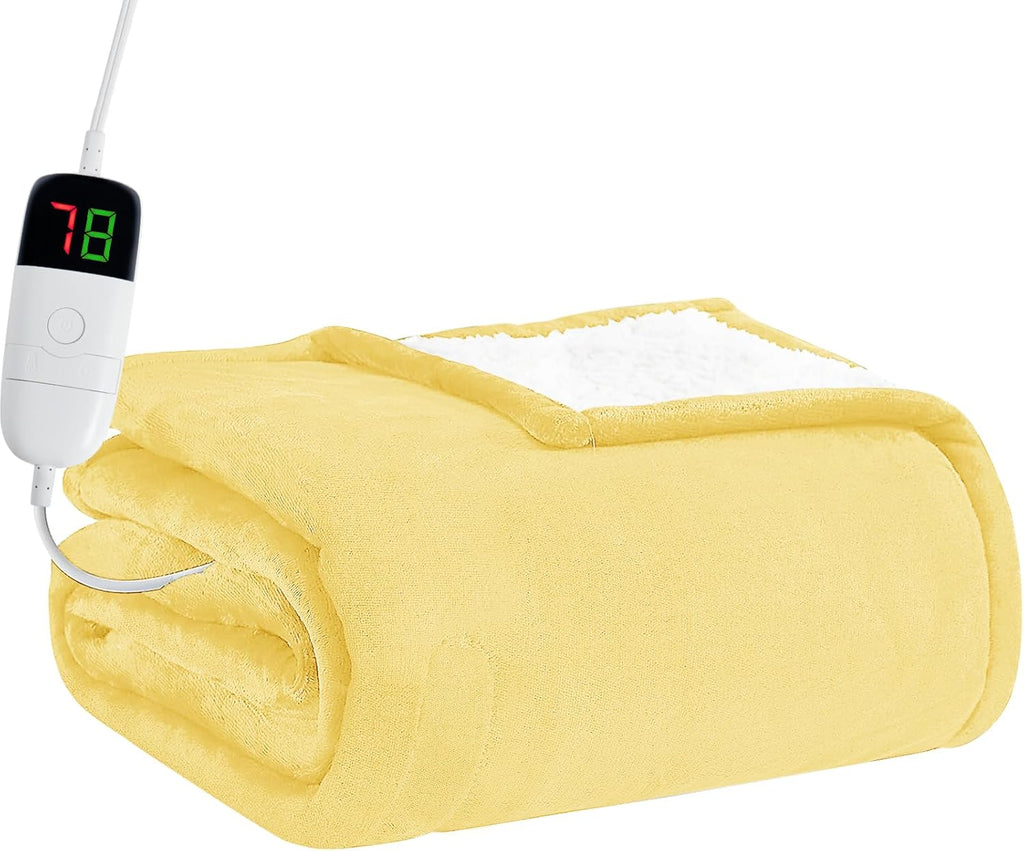 BOMOVA Heated Electric Blanket Throw Size- 50" x 60" Heating Blanket with 10 Heating Levels & 8 Hours Auto Off, Warm Flannel Blanket, Christmas Birthday Gifts for Women