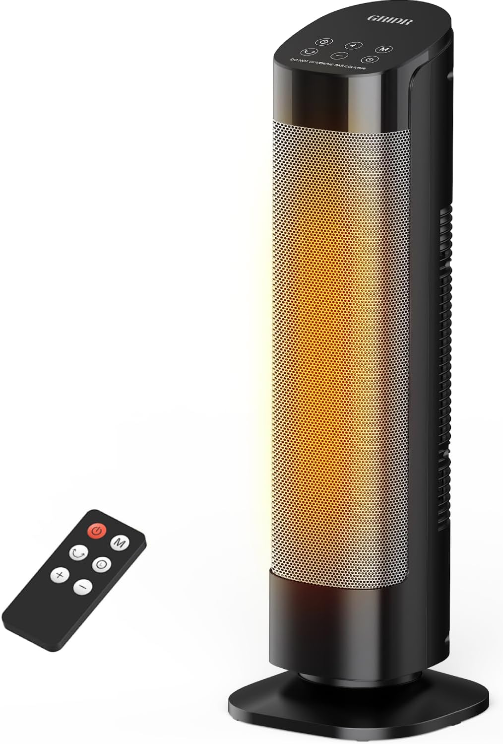 Space Heater Large Room, 23" Space Heaters for Indoor Use, 1500W PTC Ceramic Electric Heater with Thermostat and Remote, 80° Oscillation,12H Timer,Quiet Portable Heater for Office Bedroom Silver