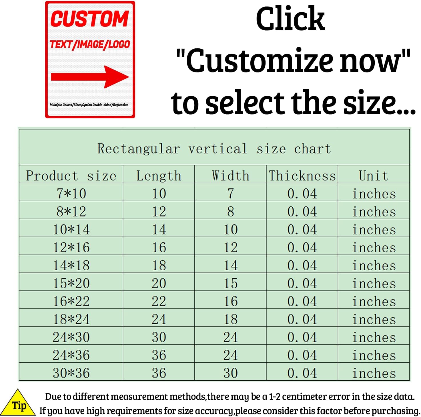 Custom metal outdoor signs, warning sign, custom vertical signs, arrow, multiple sizes/colors available, optional double-sided/reflective, for Business, Workplace, office, Home, road (vertical)