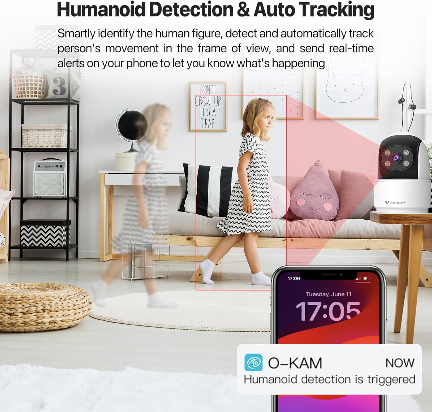 VSTARCAM 3MP Indoor Security Camera, 2.4G WiFi Cameras for Home Security, Pet Camera with Auto Tracking, Color Night Vision, AI Detection Tracking, 2-Way Talk, 24/7 Recording, Cloud & SD Card Storage