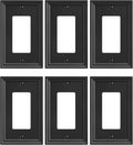 6-Pack Decorator Outlet Cover Plate, Black Decorative Switch Plates and Outlet Covers, Natural Bamboo Fiber Wall Plates for Electrical Outlets, Receptacle, GFCI Outlet, Dimmer Switch