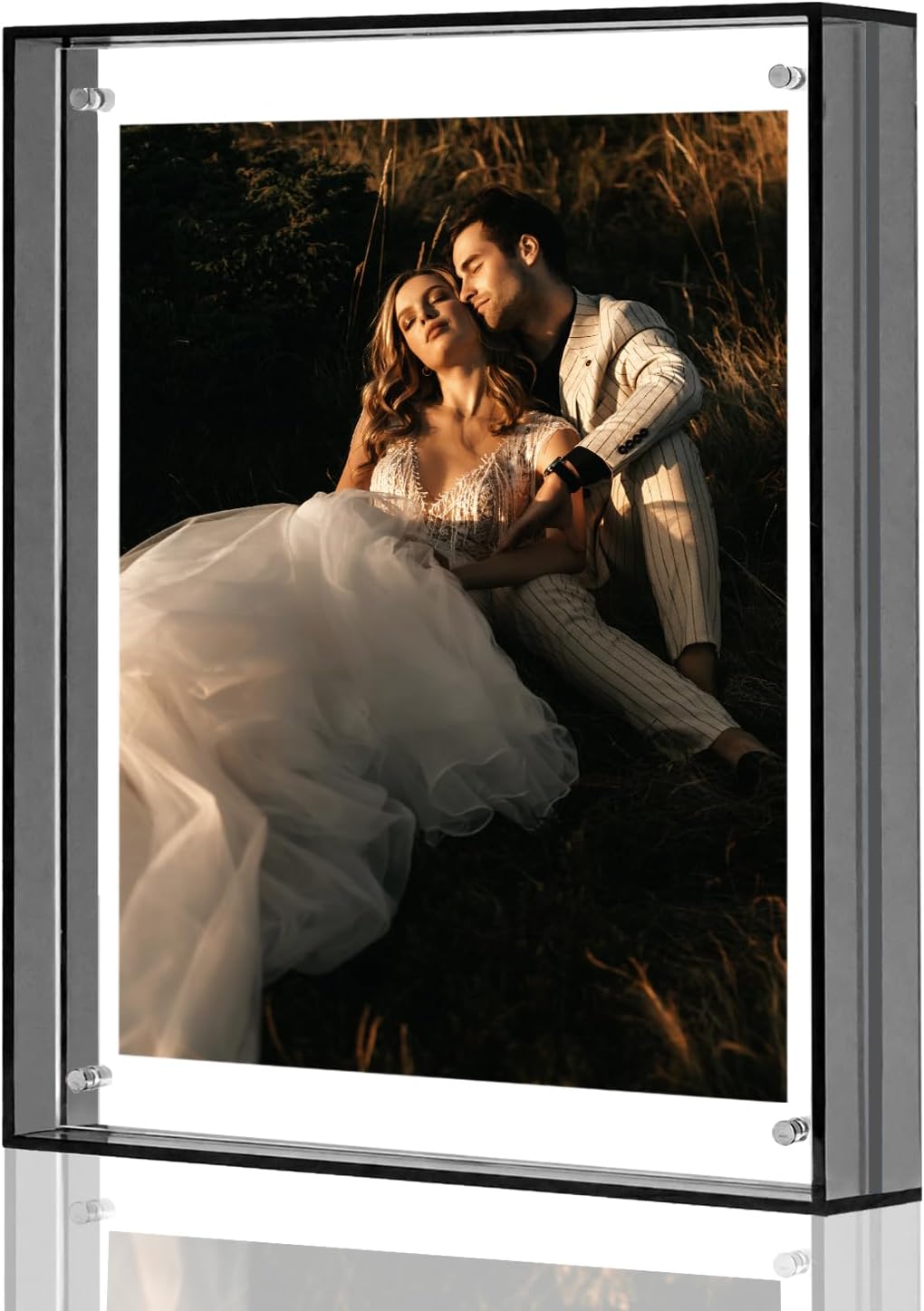 8x10 Picture Frames, Stunning Color Acrylic Photo Frame, Wall & Tabletop Display Frames, Modern Floating Style for Home Office Decoration, Black (1 Pack)