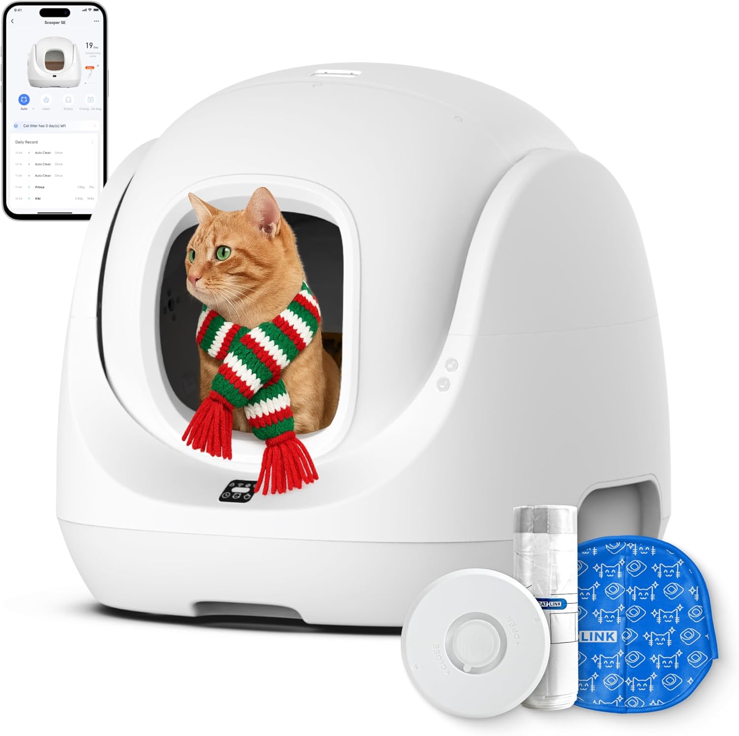 CATLINK Self Cleaning Litter Box, Pinch-Free Safety Protection, Automatic Litter Box AI-Powered Health Monitor, Multi-Cat Recognition, Extra Large Interior Space, Suits for Beginner