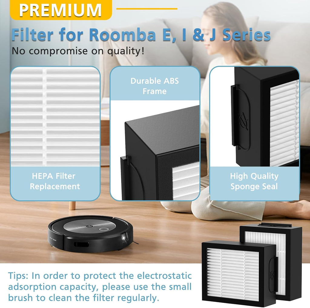 Filter Replacement for iRobot Roomba e, i and j Series i7 i7+/plus i3 i3+ E5 E6 E7 i4 i6 i6+ i8 i8+ Robot Vacuum Cleaners parts, 12 Pack High Efficiency 4639161 Filters