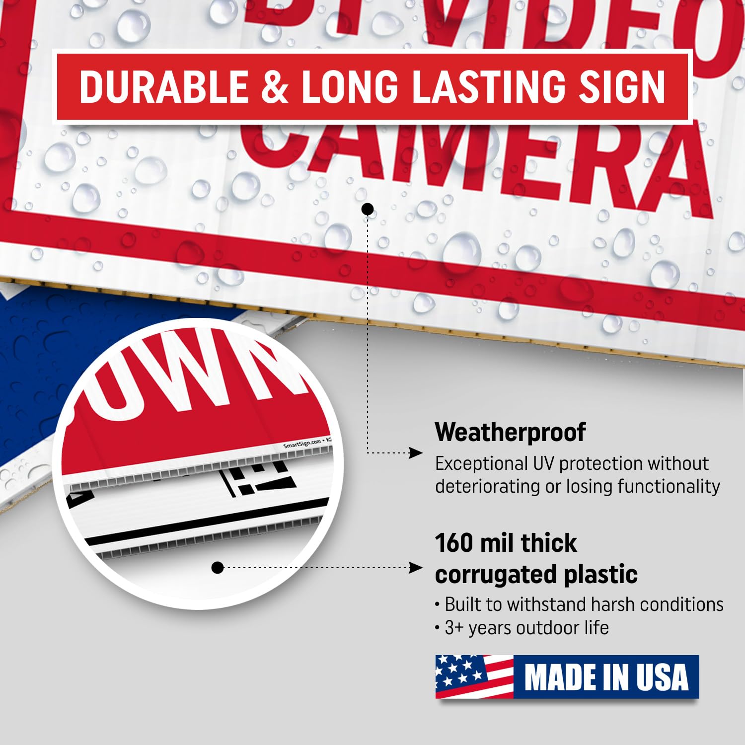 SmartSign 12" x 18" (2-Pack) All Activities Monitored By Video Camera Yard Sign with 15" Metal H-Stake, Double Sided Sign with Camera Symbol, 160 mil Thick Corrugated Plastic Lawn Signs, USA-Made