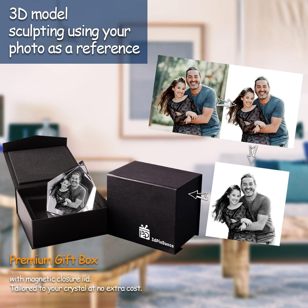 3D Crystal Photo,Christmas Personalized Gift,Custom Picture Gifts with Your Own Photo for Christmas, Fathers Day, Birthday, Wedding, Anniversary, Memorial.Personalized Gifts for Him, Her, Dad and Mom.