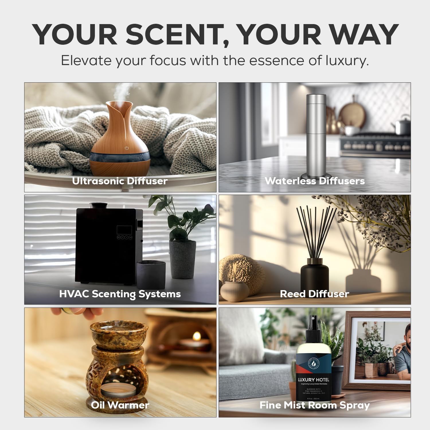 Aroma Country Luxury Hotel Diffuser Oil Scent Oil for Diffuser & Air Fresheners for Home - Essential Oil Diffuser Refill, Home Fragrance Collection with Gardenia & Amber (1 Fl. Oz)