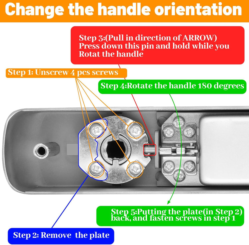 Stainless Steel Mechanical Keypad Entry Door Handle Lock,Commercial Keyless Push Button Code Door Lever,Single-Sided Combination &Interior Non-Locking,Exterior Auto-Lock,for Outdoor,Silver