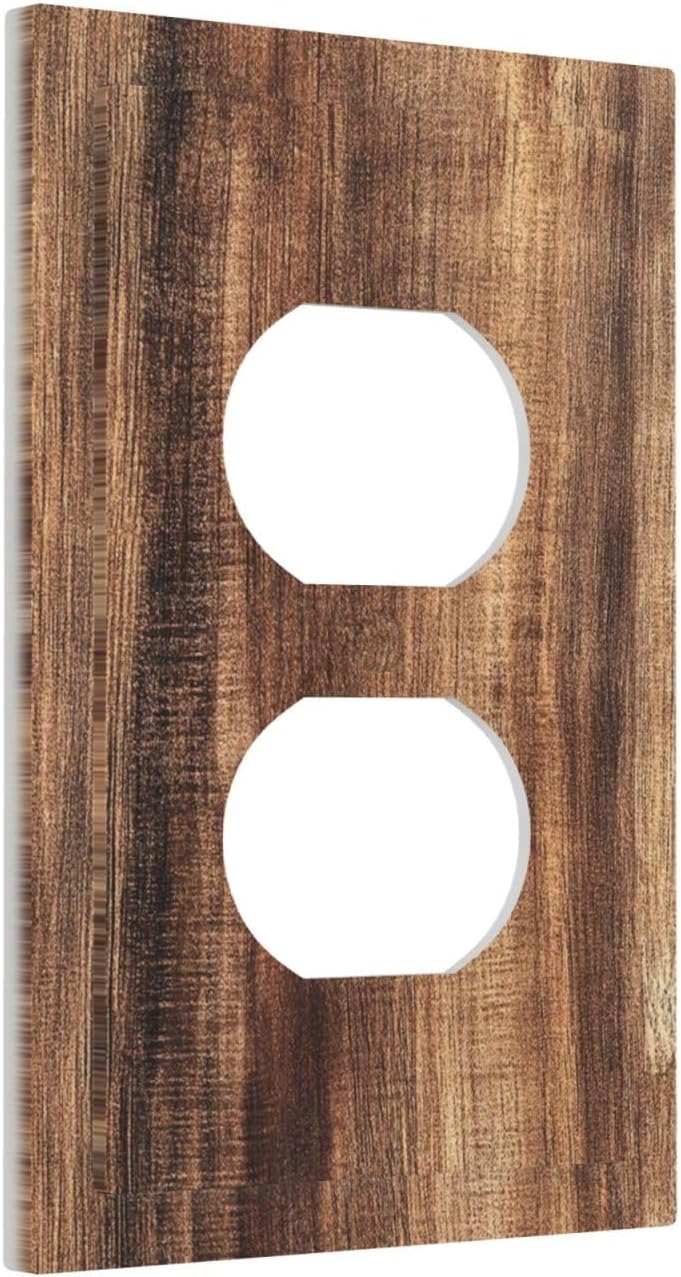 Outlet Covers Vintage Rustic Brown Wood Grain 1 Gang Duplex Wall Plate Decorative Switch Plates Electrical Receptacle Faceplate Light Switch Cover for Bedroom Farmhouse Decor