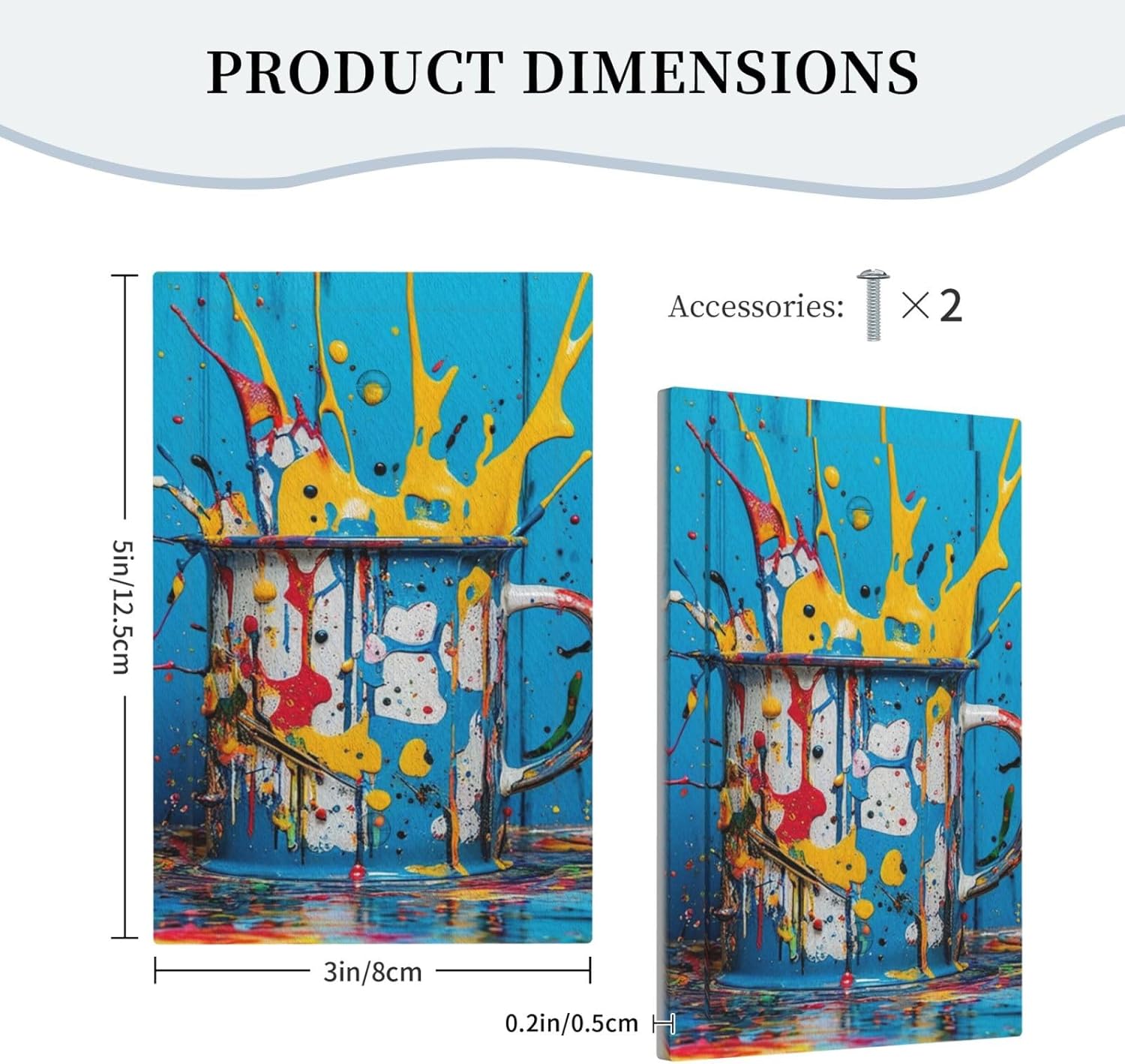 Decorative Light Switch Cover Plate Colorful Paint Splatters Blue Wood Plank 1 Gang No Device Single Blank Outlet Covers Wall Plate Cover Switchplate Electrical Faceplate