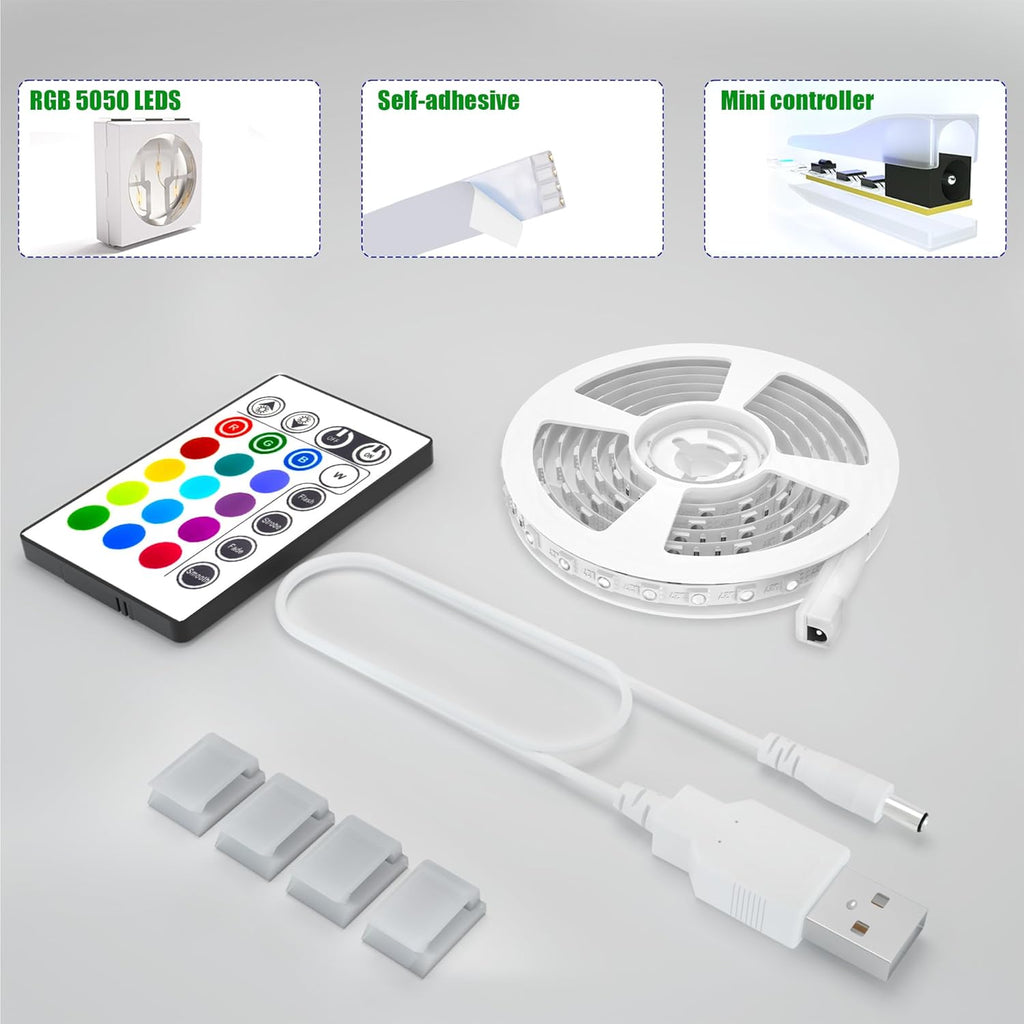 Tv Led Backlight,Maylit 14.3ft Led Strip Lights for 65-75in Tv,USB Powered Tv Lights kit with Remote,RGB Bias Lighting for Room Decor