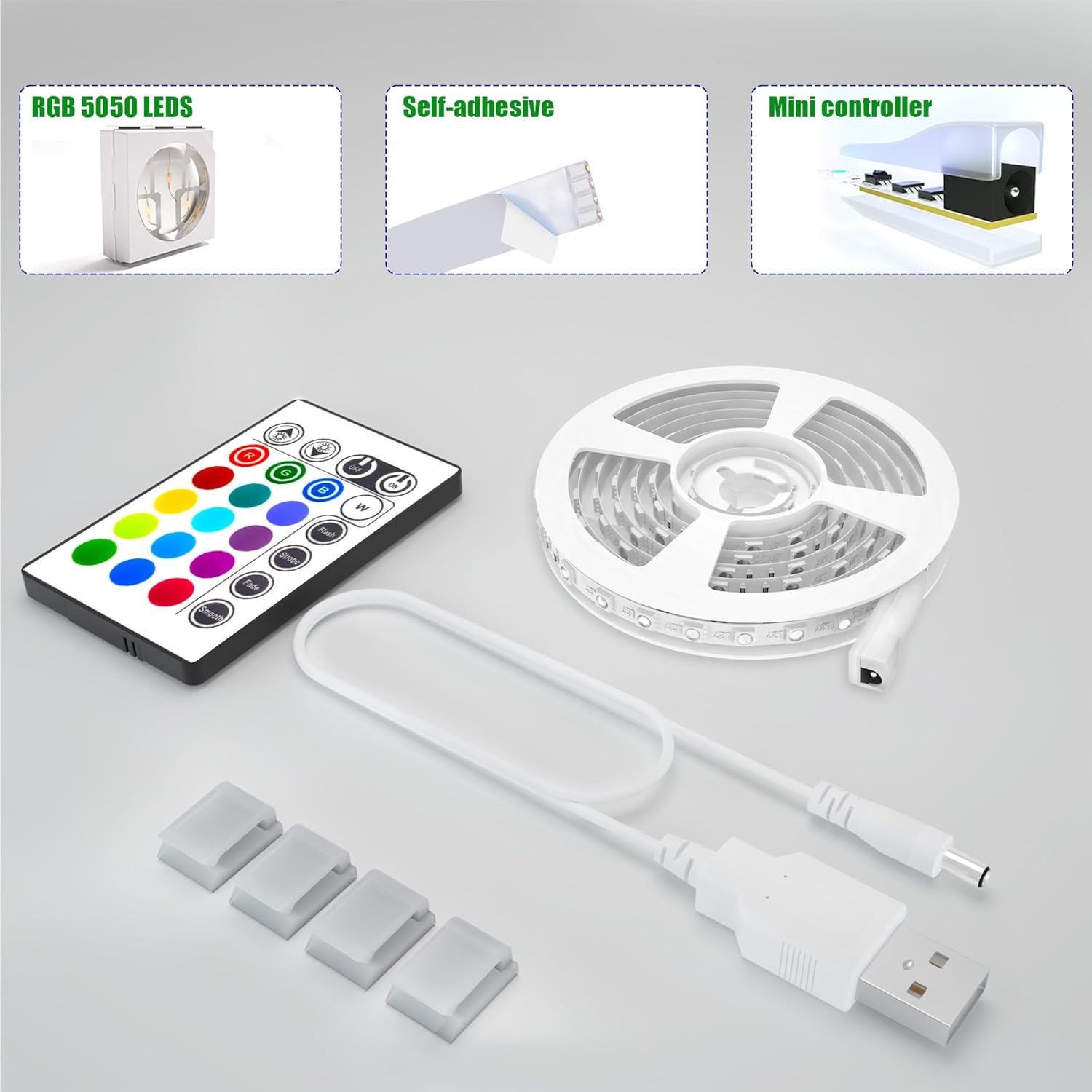Tv Led Backlight,Maylit 14.3ft Led Strip Lights for 65-75in Tv,USB Powered Tv Lights kit with Remote,RGB Bias Lighting for Room Decor