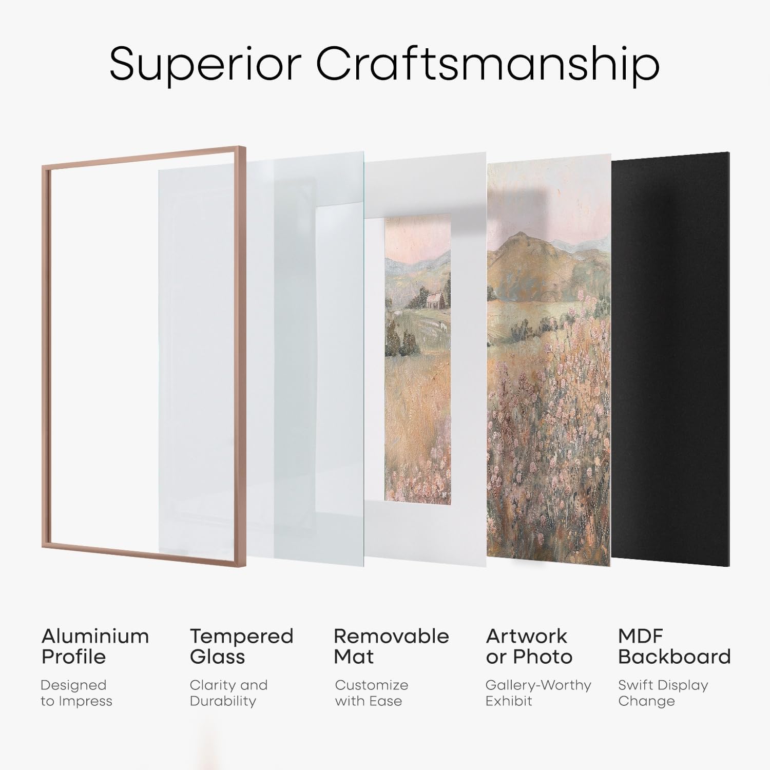 Homeforia 5x7 Picture Frame Mocha, High End Metal 5 x 7 Mocha Frames with Mat 4 x 6 for Art, 5x7 Desk Frame Matted to 4x6 inch Photo, 5 by 7 Wall or Tabletop Frames, Tempered Glass, Wall Kit, Set of 1