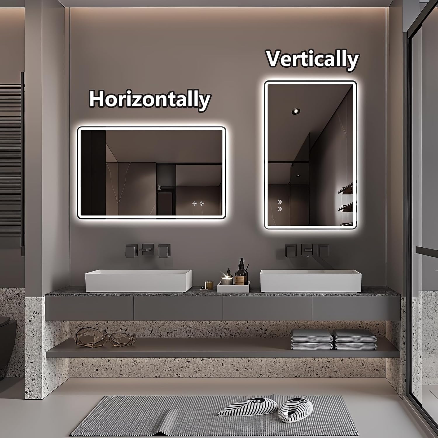 Niccy 20"x32" LED Bathroom Mirror, Rectangle Vanity Mirrors with Lights, Frontlit & Backlit Lighted Vanity Mirror, Memory Funtion, 3 Colors & Stepless Dimmable, Anti-Fog, Horizontal/Vertical