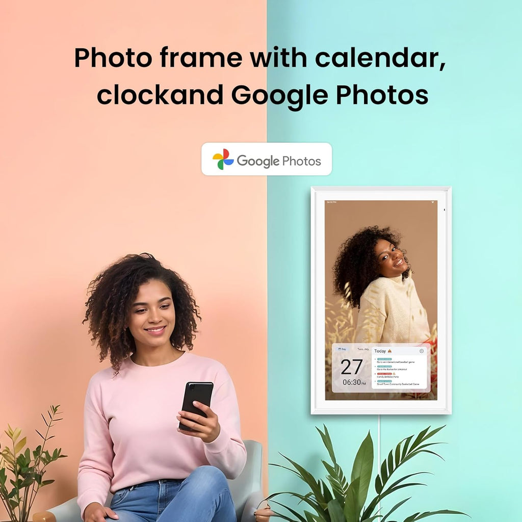 ApoloSign Digital Calendar: Electronic Calendar, Smart Touchscreen Interactive Display for Chore Chart, Family Schedules Planner, Supports All Apps via Google Play (White, 21.5-inch)