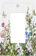 Boho Colorful Wildflowers Butterfly Green Plant Leaf 1 Gang Rocker Light Switch Covers Single Decora Outlet Wall Plate Decorative Switchplate Faceplate GFCI for Country Bathroom Bedroom Decor