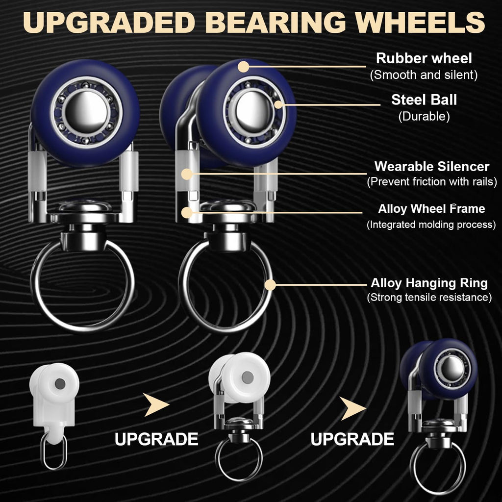 Double Curtain Track Ceiling Mounted, Heavy Duty Aluminum Sliding Rails for Curtains, Silent Double Curtain Track System for Drapes Room Dividers Living Room Bedroom (Black,1.2m(3.9ft))