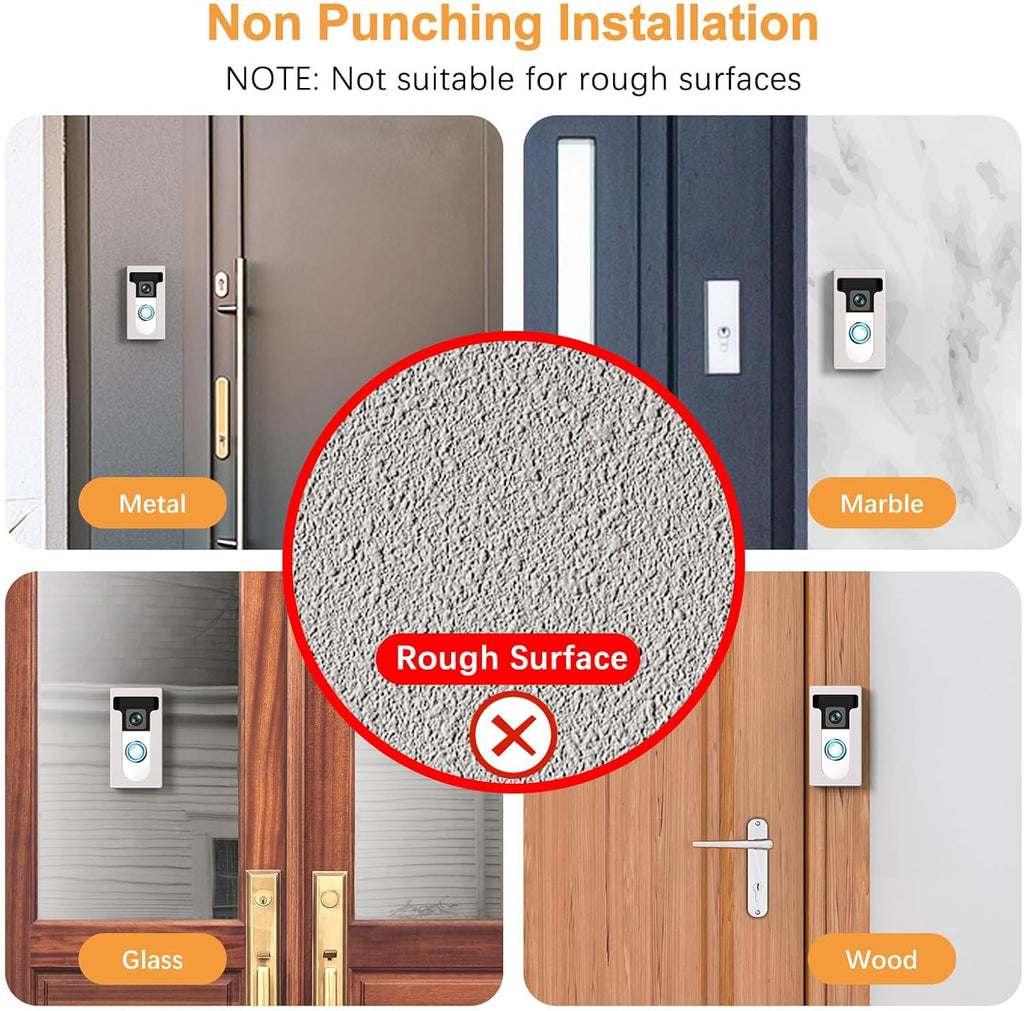 QIBOX Adhesive Video Doorbell Mount Compatible for Ring/Blink Wireless Video Doorbell,No Drill Camera Mount Bracket Cover Holder Corner Kit Accessories (Not Block Doorbell Sensor)